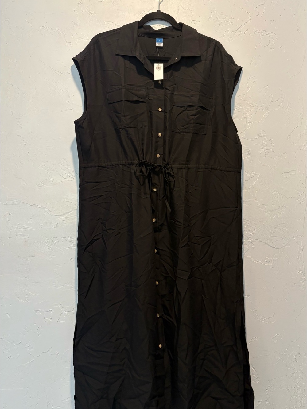 Old Navy Black Sleeveless Maxi Shirt Dress
